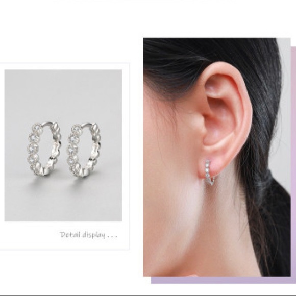 NEW 925 SILVER DIAMOND EARRINGS - Picture 5 of 6